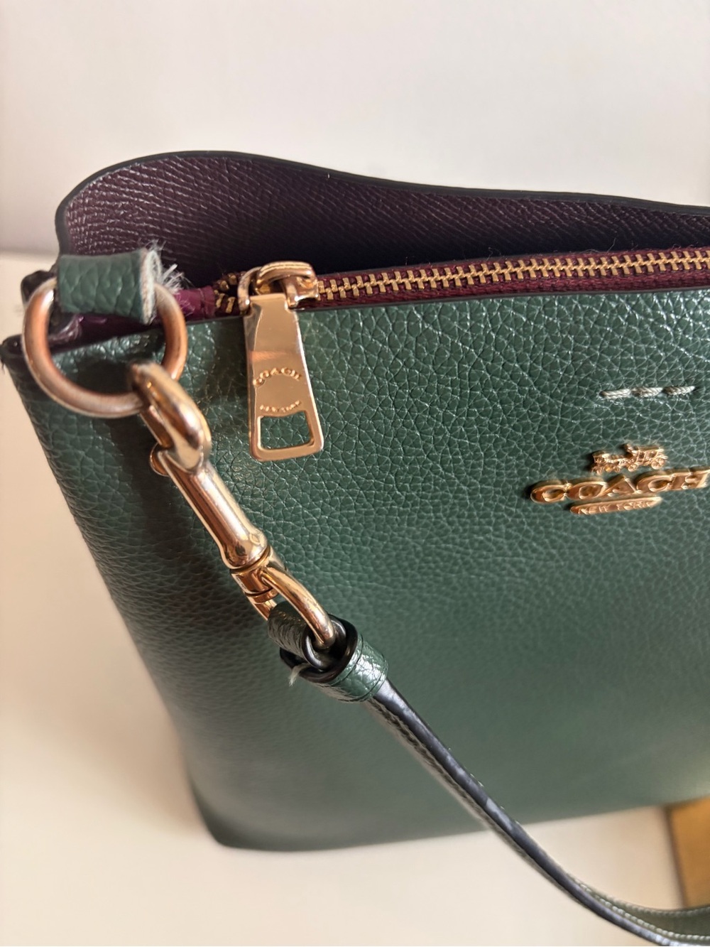 COACH Mollie Bucket Bag 22. Amazon Green Pebbled Leather, Read ⬇️ ! - Picture 6 of 16